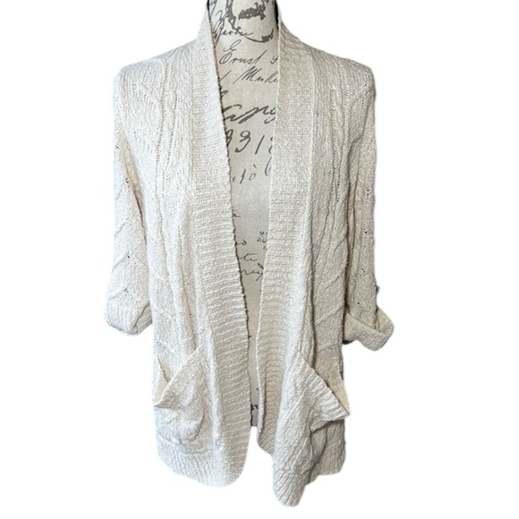 Anthropologie Sparrow  Cream Open Front Cardigan Sz S - Picture 1 of 8